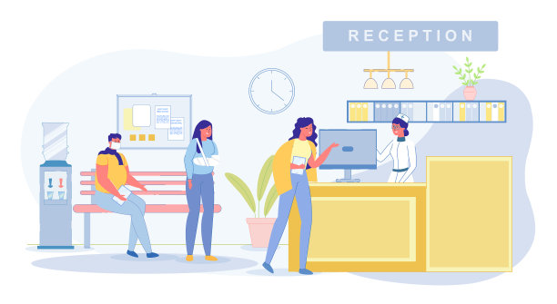医院接待和病人大厅卡通图片下载