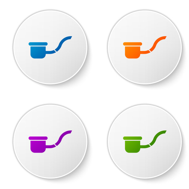 颜色吸烟管与烟雾图标隔离图片下载