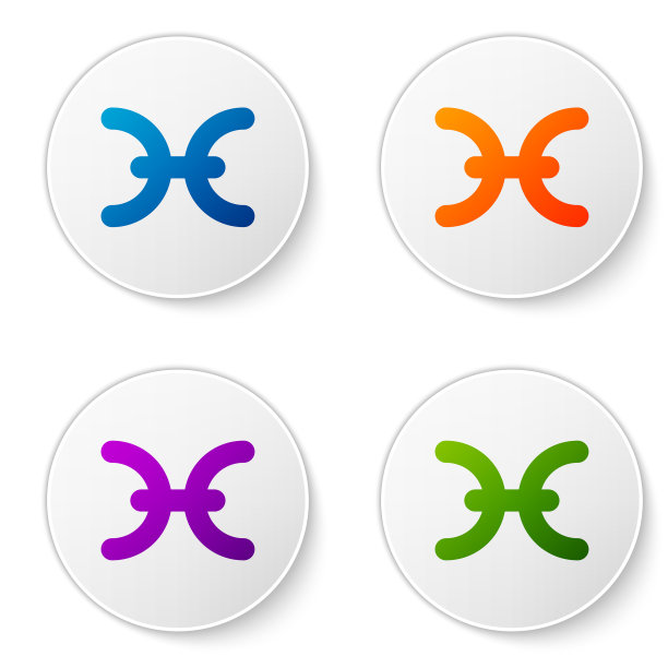颜色双鱼座星座图标孤立在白色图片下载