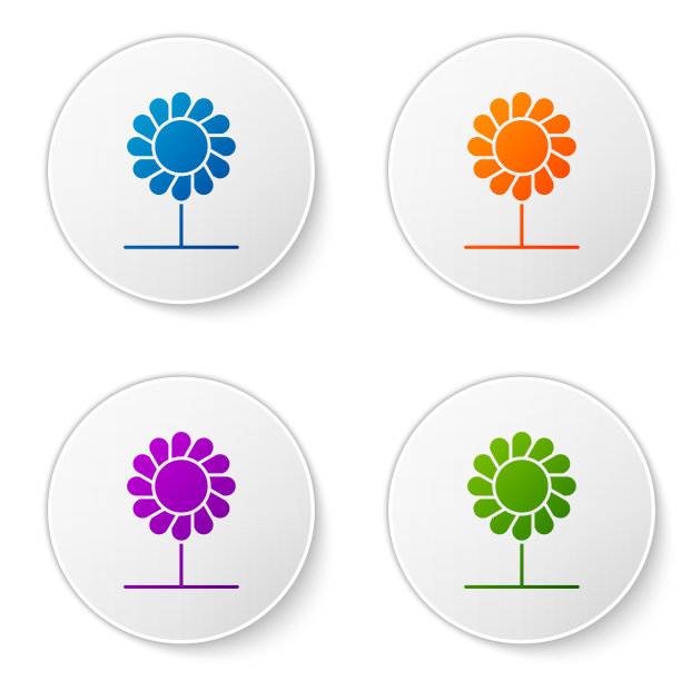 彩色花图标孤立在白色背景图片下载