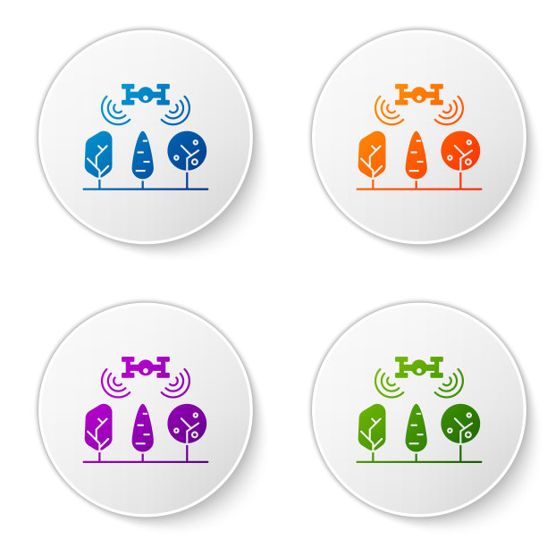 彩色智能农场与无人机控制和树的图标图片下载