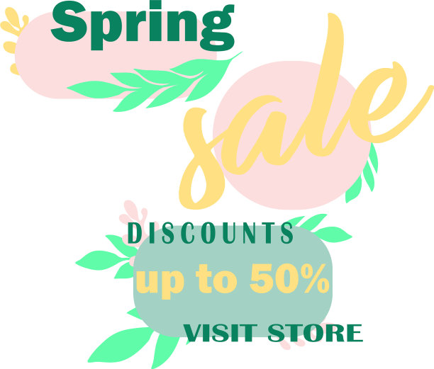 彩色标志春季打折销售图片下载