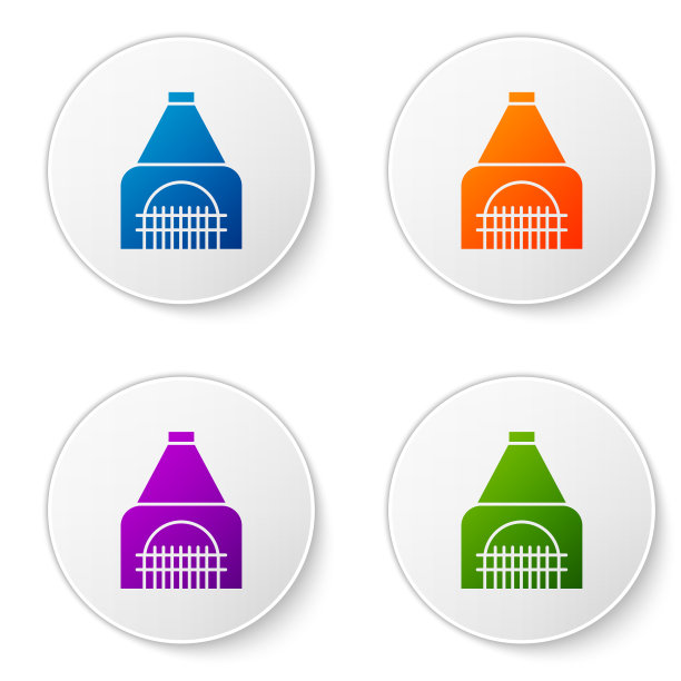 彩色室内壁炉图标孤立在白色图片下载