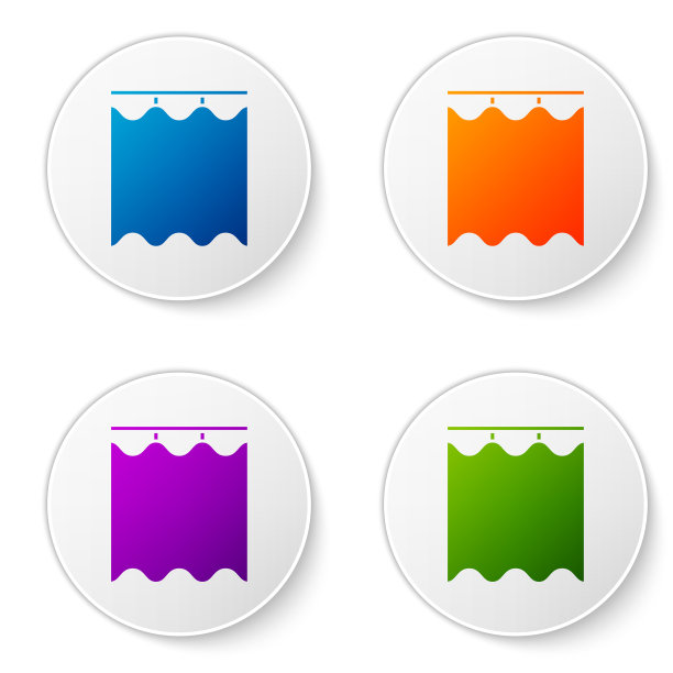 彩色窗帘图标孤立在白色背景图片下载