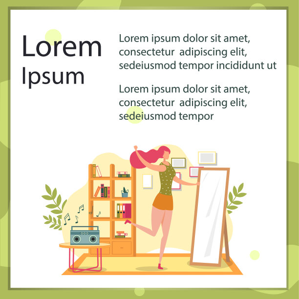 卡通女孩跳舞听音乐欣赏歌曲图片下载