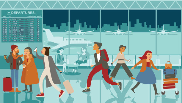 晚上拥挤的机场候机楼图片下载