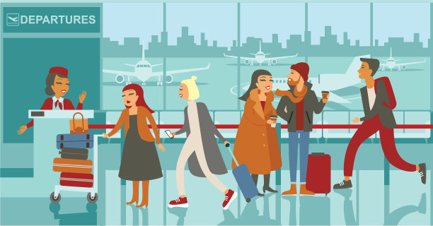 在机场登机口排队图片下载