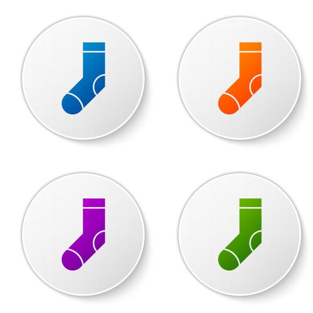颜色袜子图标孤立在白色背景设置图片下载