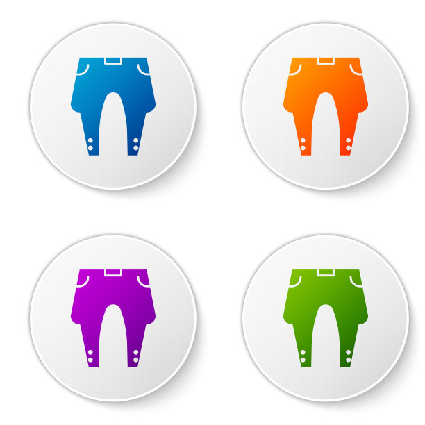 颜色裤子图标隔离在白色背景设置图片下载