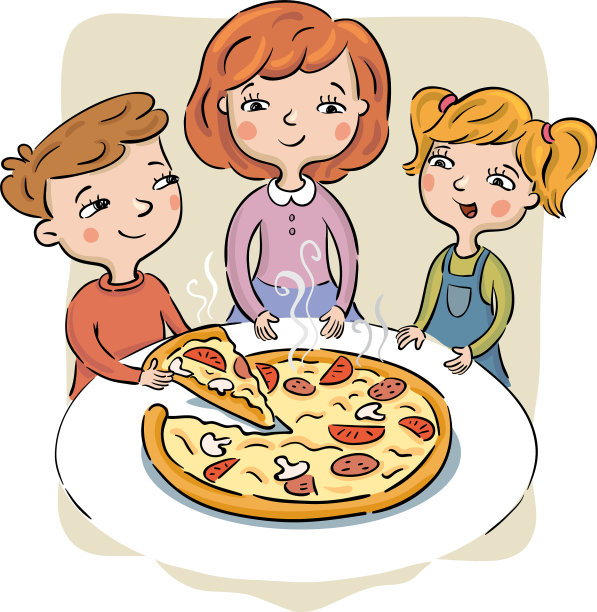孩子们吃披萨图片下载