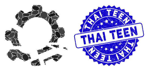 拼贴齿轮破坏图标与纹理泰国图片下载