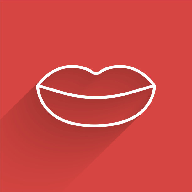 白线微笑的嘴唇图标孤立与长图片下载