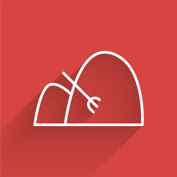 白线捆干草和耙图标隔离图片下载