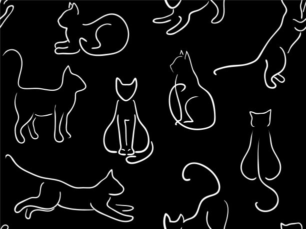 猫在线条艺术风格图片下载