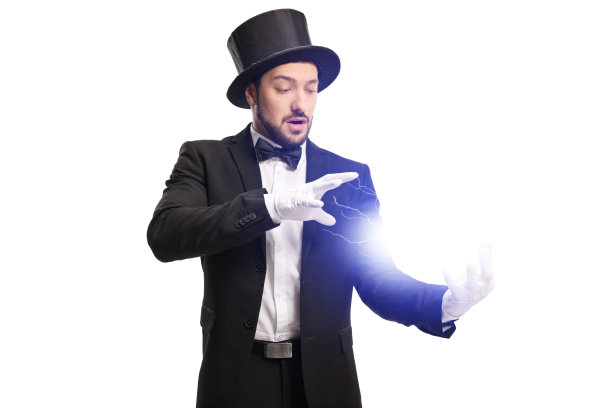 魔术师用他的手用电表演一个魔术图片下载