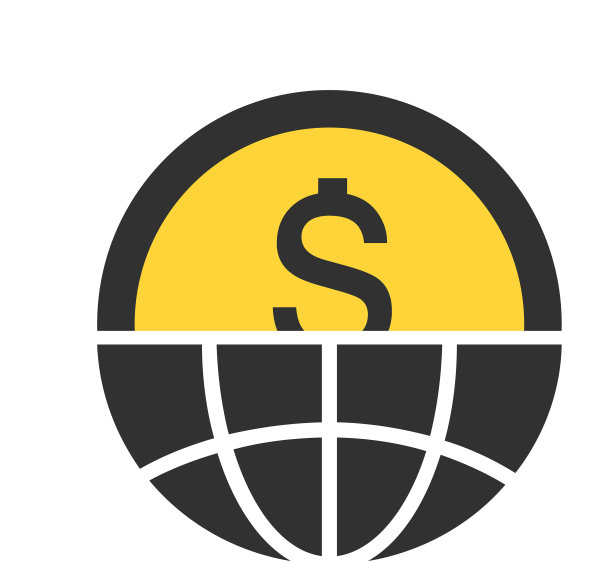 有美元图标的地球仪被切成两半图片下载