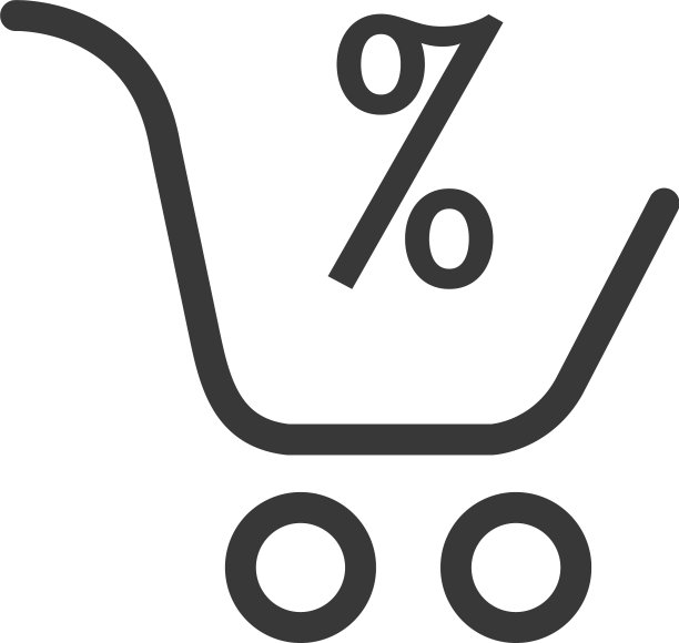 超市购物车与百分比标志图片下载
