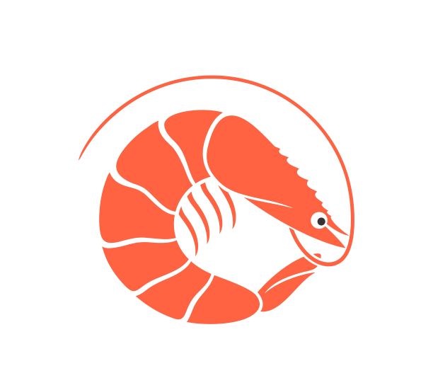 虾的剪影。孤立的虾在白色背景图片下载