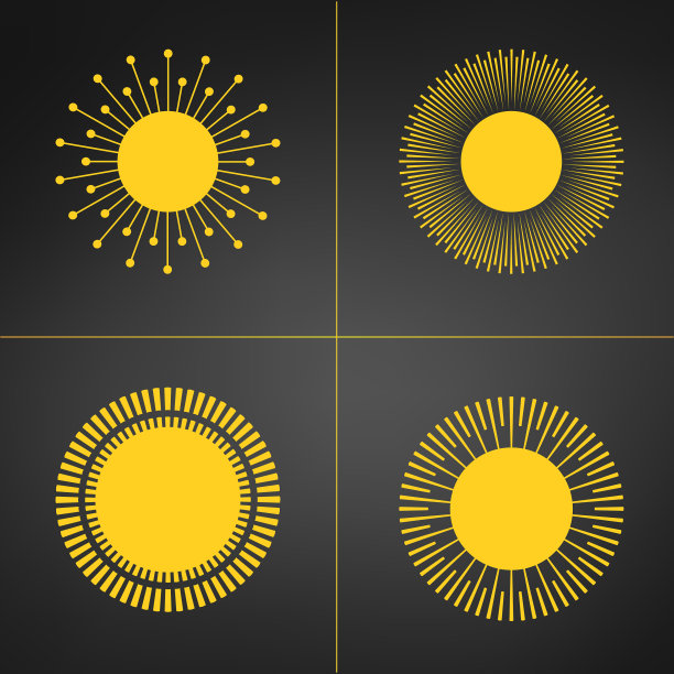 现代简约黄色太阳光芒图标或logo图片下载