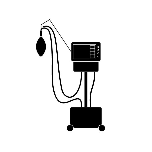 医用呼吸机矢量字形线图标图片下载