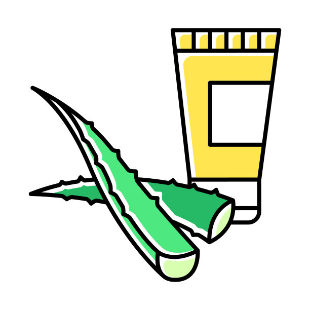 有机奶油绿色图标。植物性乳液。芦荟提取物凝胶。天然的化妆品。有机洗发水。产品中含有草药。皮肤病。孤立的矢量图图片下载