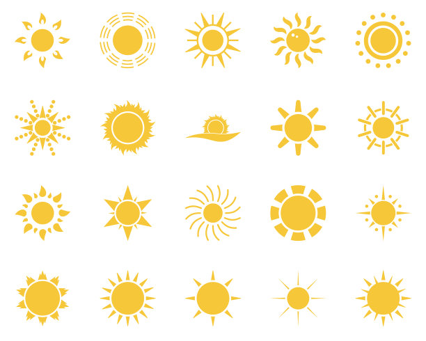 太阳夏季时间图标合集黄色太阳图标图片下载