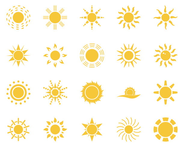 太阳夏季时间图标合集黄色太阳图标图片下载