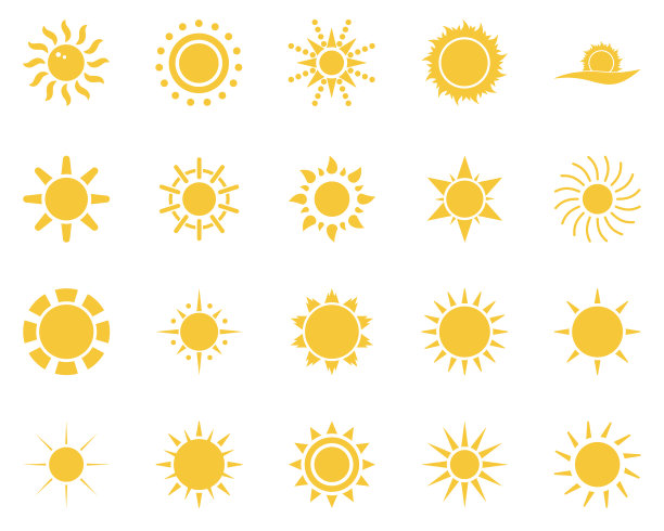 太阳夏季时间图标合集黄色太阳图标图片下载