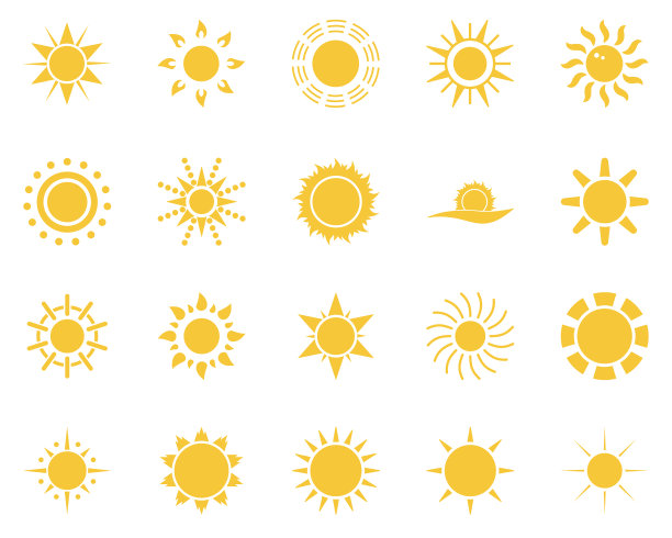 太阳夏季时间图标合集黄色太阳图标图片下载