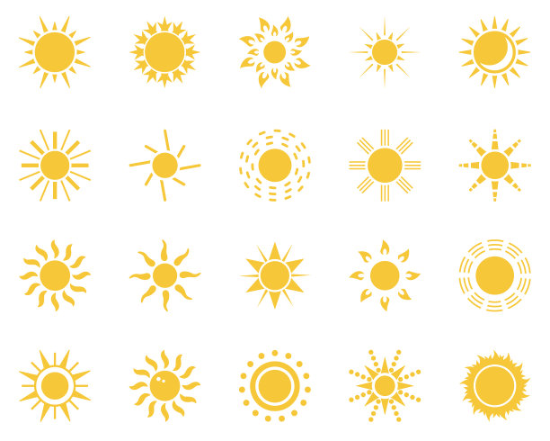太阳夏季时间图标合集黄色太阳图标图片下载