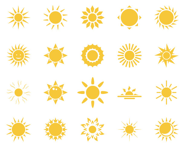 太阳夏季时间图标合集黄色太阳图标图片下载