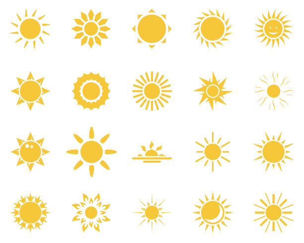 太阳夏季时间图标合集黄色太阳图标图片下载