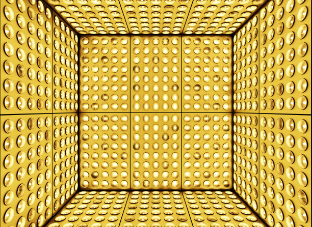 舞台灯光，灯光面板，金色背景上的许多灯泡。图片下载