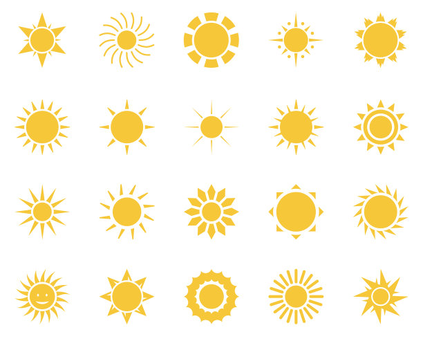 太阳夏季时间图标合集黄色太阳图标图片下载