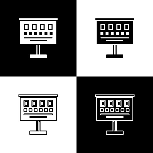 设置眼睛测试图表图标孤立在黑白背景上。眼科研究中视力测试海报。斯内伦视力表。矢量图图片下载