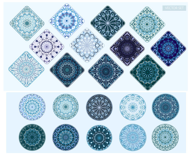 一套圆形菱形曼荼罗图片下载