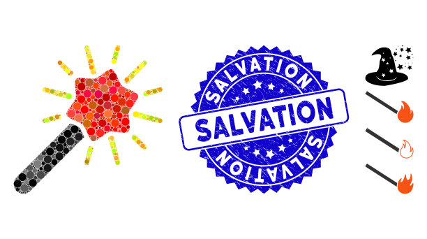 拼贴魔术棒图标与划伤拯救图片下载