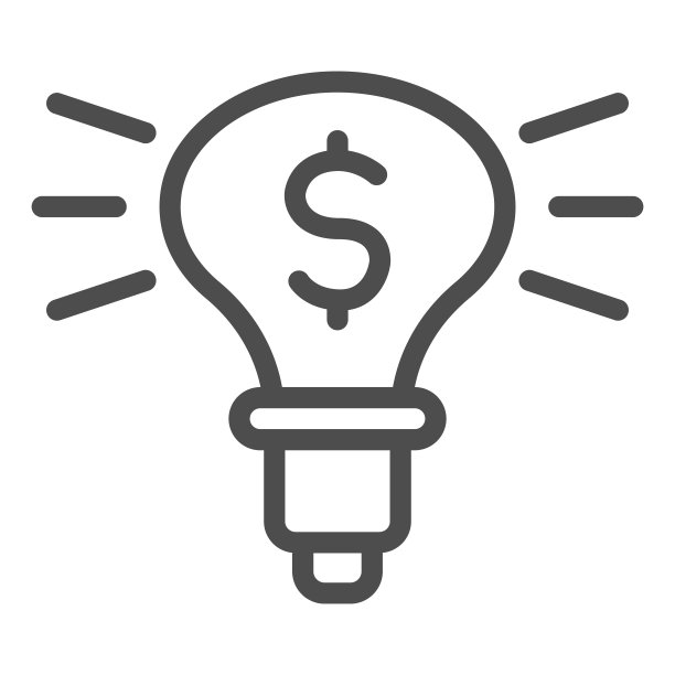 灯泡与美元内线图标。创意灯的符号，轮廓风格的象形文字在白色的背景上。投资和创新标志的移动概念和网页设计。图片下载