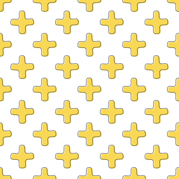 矢量手绘黄色十字图案，几何背景。股票矢量图图片下载