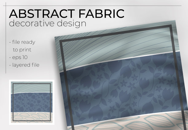 抽象织物装饰设计与现实模拟印刷生产。头巾、围巾、枕头等。图片下载