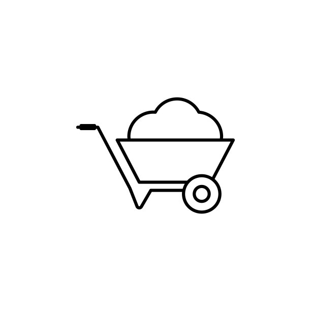 白色背景上的手推车线条插图图标图片下载