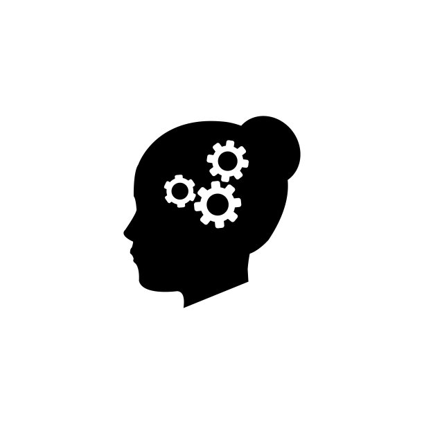 女头脑矢量图标，头脑带有齿轮或齿轮机构图片下载