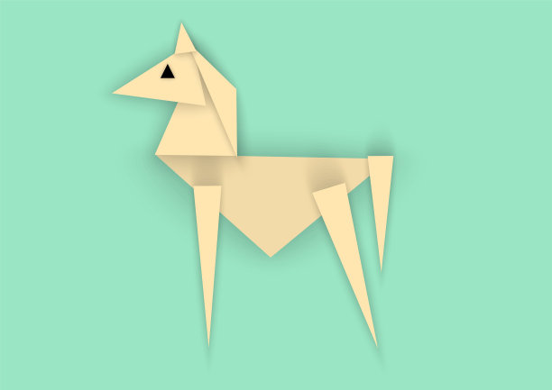 孤立的马，矢量插图在抽象风格的剪纸从三角形图片下载