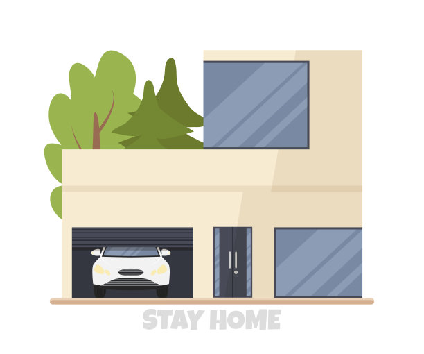 矢量插图的现代大别墅图片下载