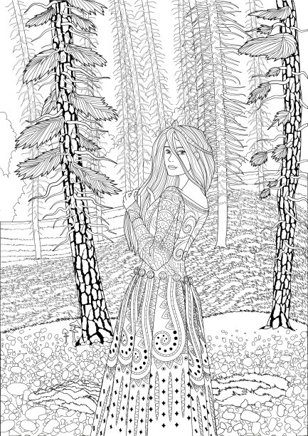 涂色书的成年人与美丽的女士图片下载