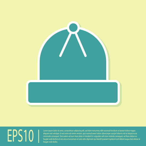 绿色冬季帽子图标孤立在黄色图片下载