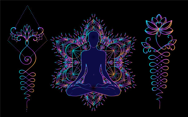 神圣的几何学和boo符号设置阿育吠陀标志图片下载