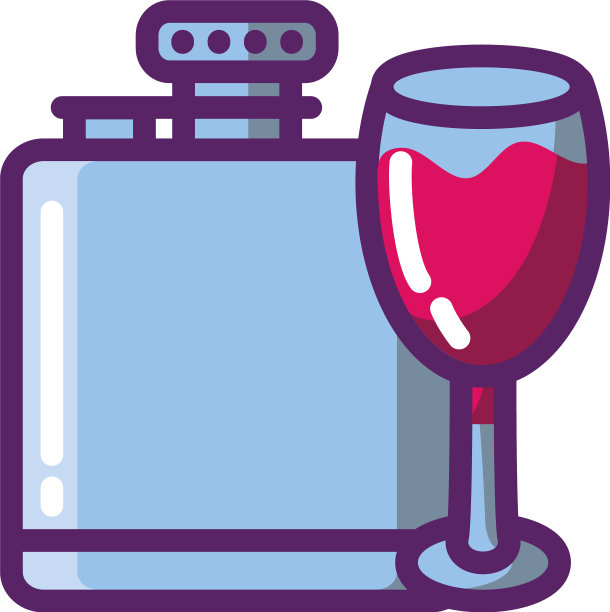 孤立的酒杯和酒瓶设计图片下载