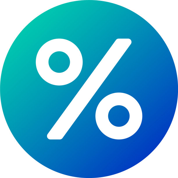 圆形中孤立在白色上的平坦百分比图标图片下载