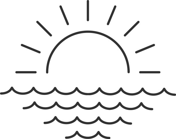 日出或日落海面线形极小图片下载